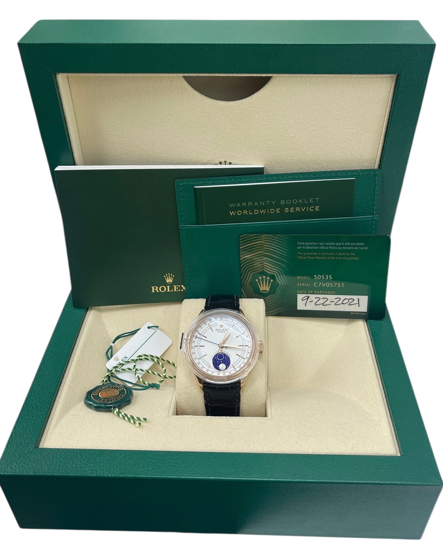 Rolex Cellini Moonphase 18K Rose Gold 39mm Complete Set