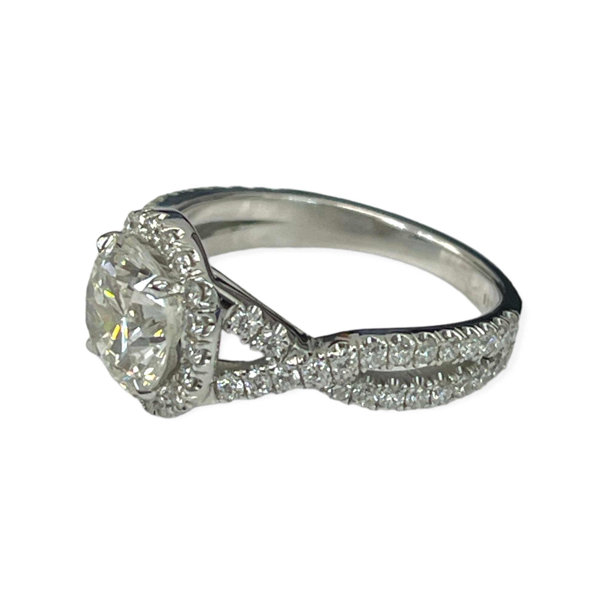Round Brilliant Natural Diamond Wrap Around Engagement Ring AGS Certified