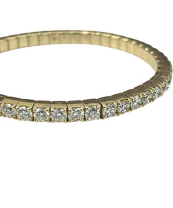 Round Brilliant Diamonds Flexible Bangle Bracelet Yellow Gold 14kt