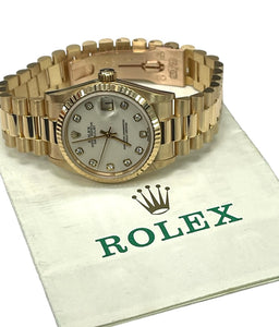 Rolex Midsize 31mm President Watch Diamond Dial 68278