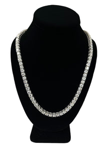 Round Brilliant Tennis Chain Necklace 65.32 Carats White Gold 14kt
