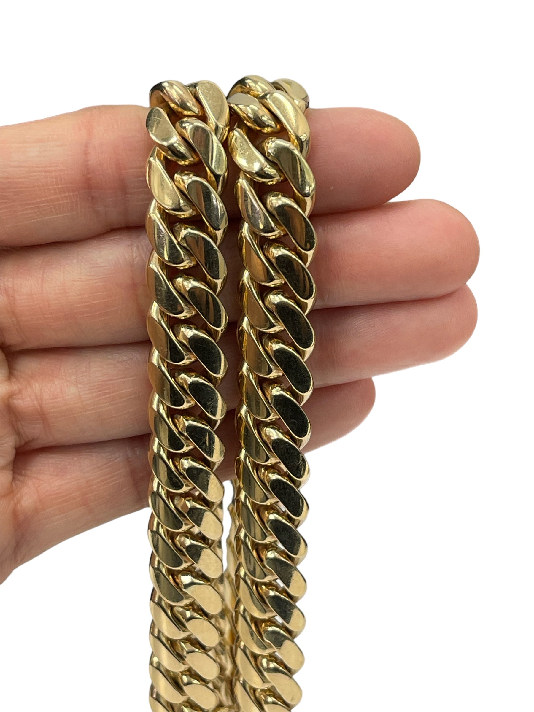 Men's Solid 14 Karat Rose Gold Cuban Link Necklace Chain 236.9 Grams 11 mm