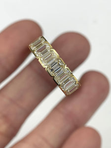 Natural Emerald Cut Diamond Eternity Band Bezel Setting Yellow Gold 18kt