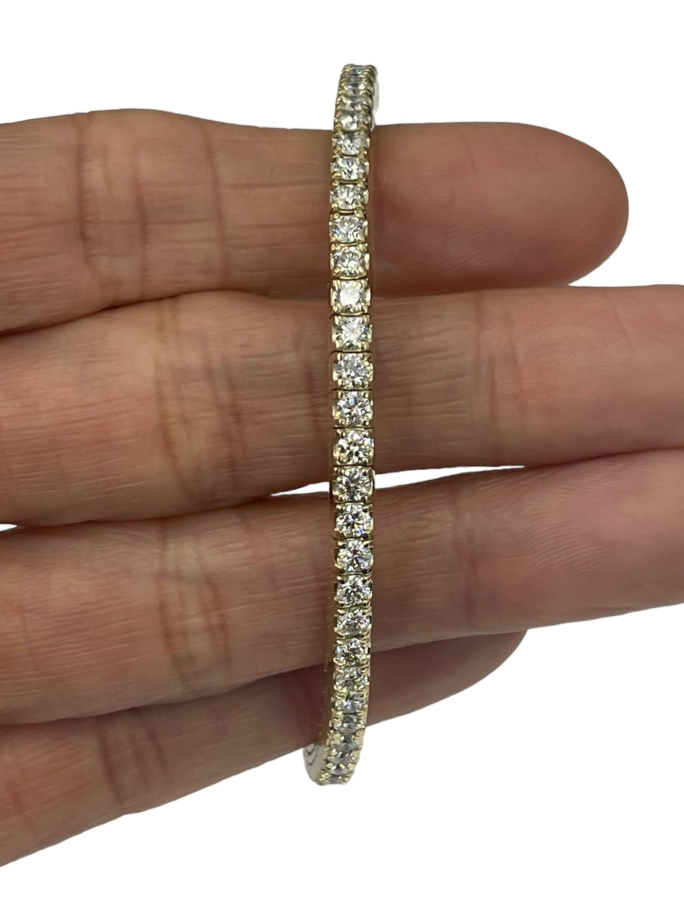 Flexible Tennis Bracelet Round Brilliants Diamond Yellow Gold 14kt