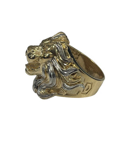 Mens Lion Head Yellow Gold Ring 14kt