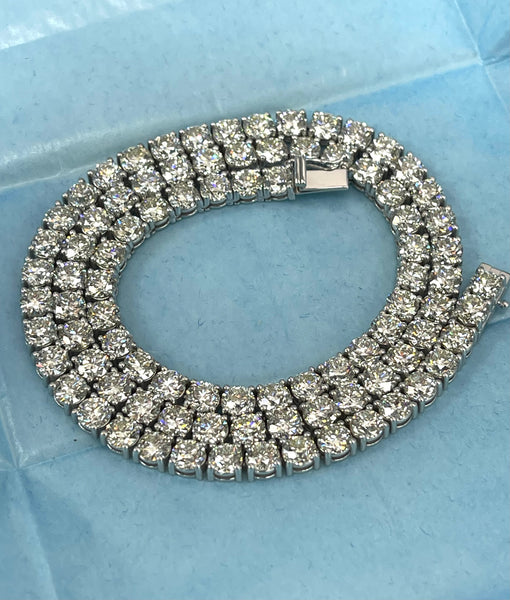 Round Brilliant Diamond Tennis Necklace Chain 14kt White