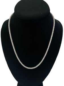 Round Brilliant Diamond Tennis Necklace Chain White Gold 18kt