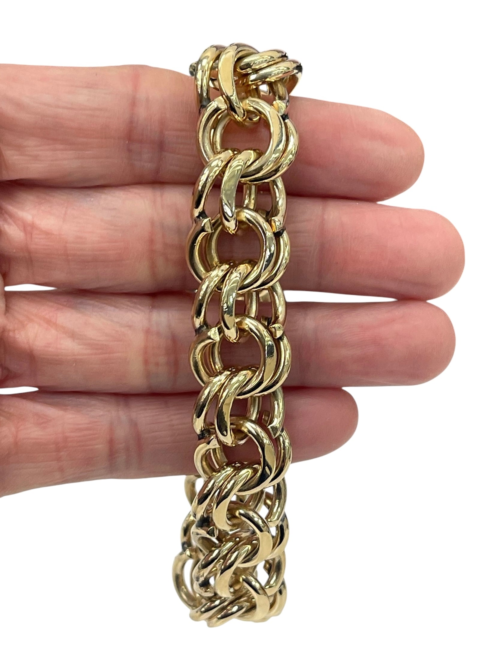 Handmade Double Chains Yellow Gold Bracelet 14kt