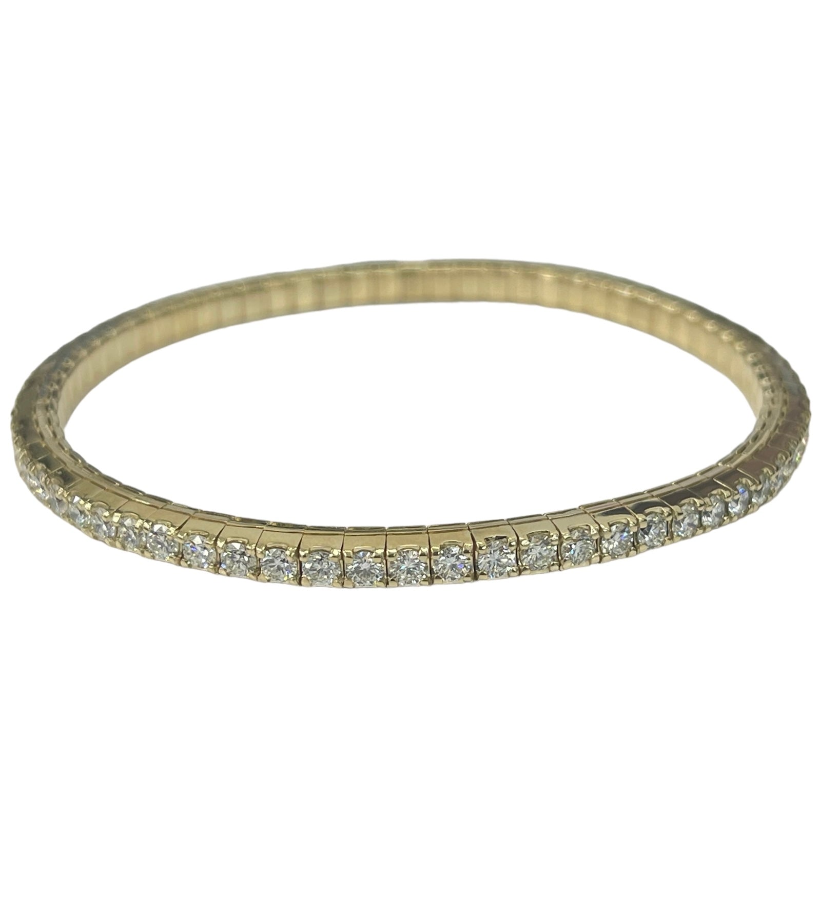 Flexible Tennis Bracelet Round Brilliants Diamond Yellow Gold 14kt