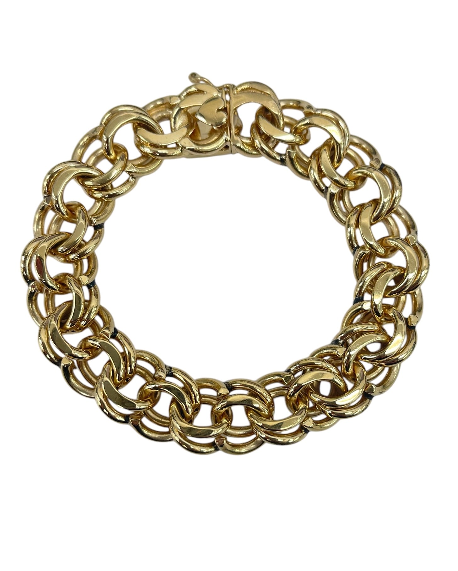 Handmade Double Chains Yellow Gold Bracelet 14kt