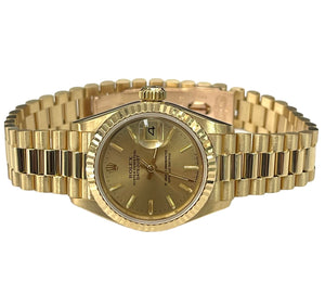 Rolex Lady's Datejust President Watch Champagne Stick Dial Ref 69178