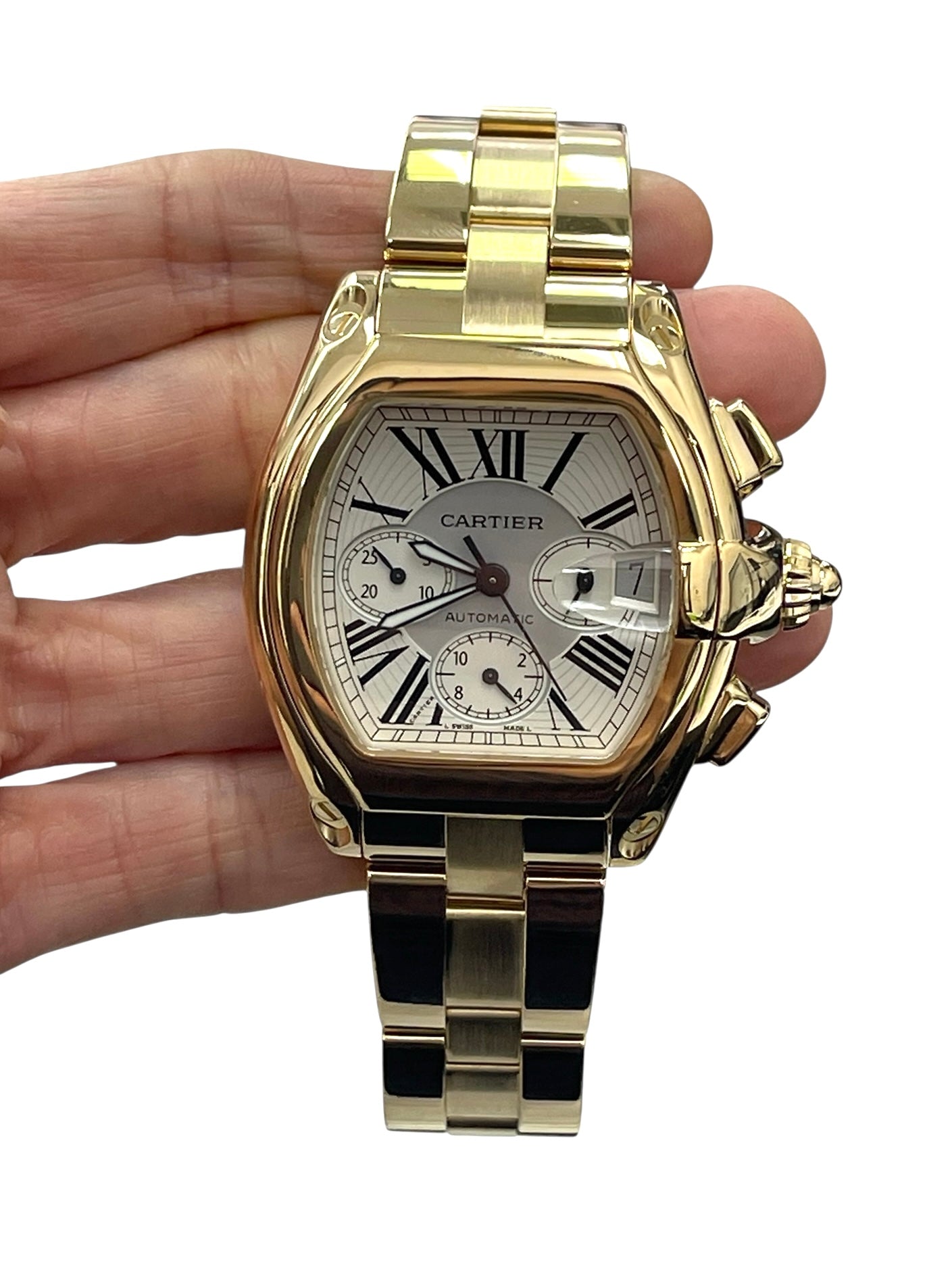 Cartier Roadster Chronograph 18k Yellow Gold Automatic Watch