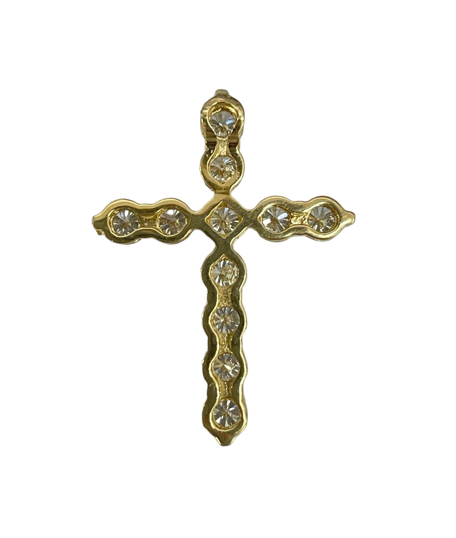 Round Brilliant Cross Pendant Diamond Yellow Gold 14kt