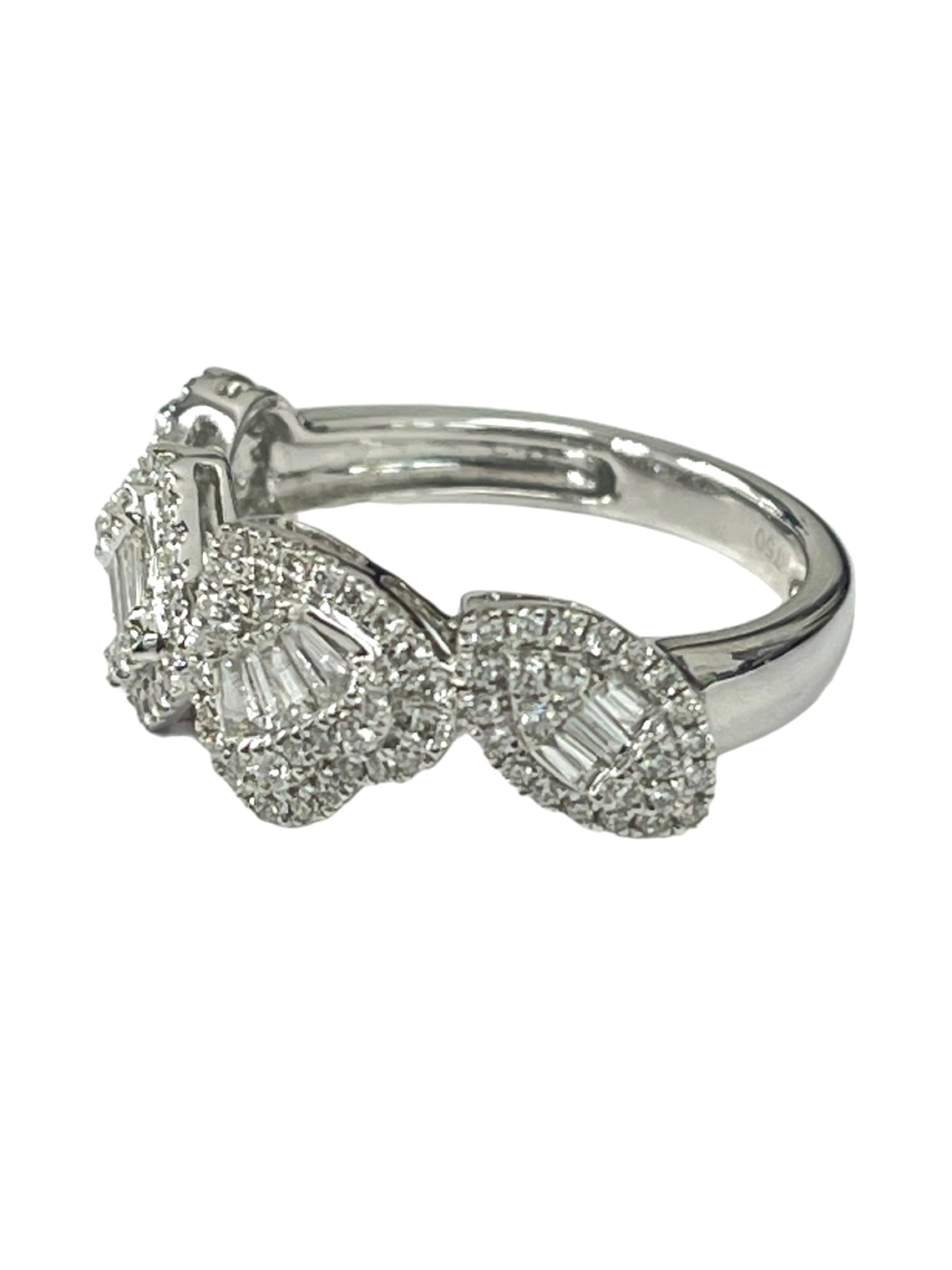 Mixed Shapes Cluster Diamond Ring White Gold 18kt
