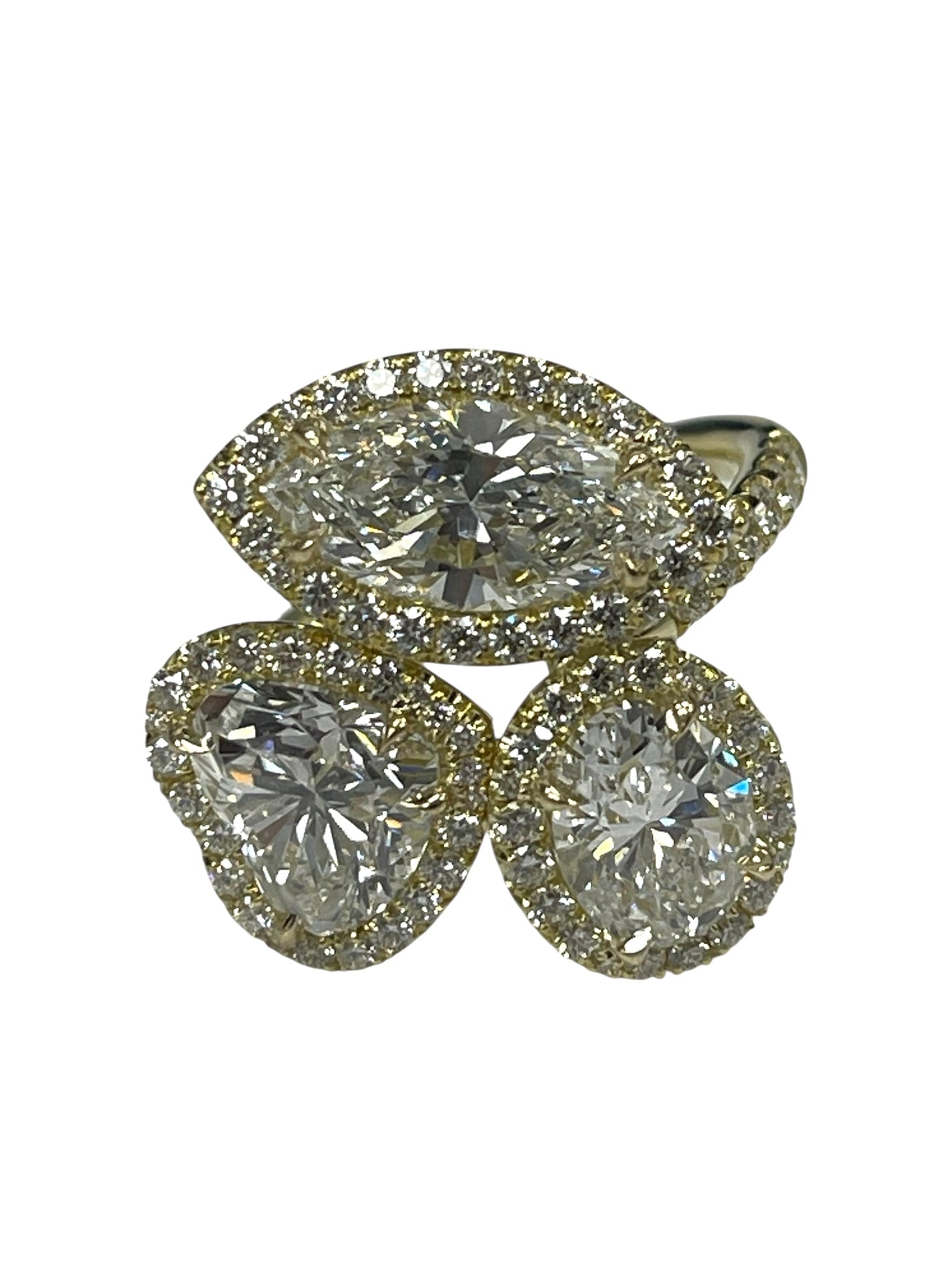 Custom Three Stone Heart, Oval and Marquise Diamond Ring GIA