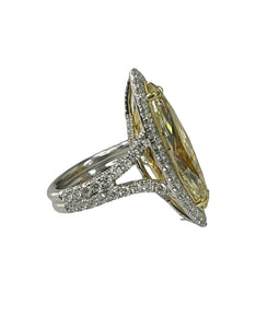 Marquise Brilliant Fancy Yellow Diamond Ring 10.08 Carats GIA Certified