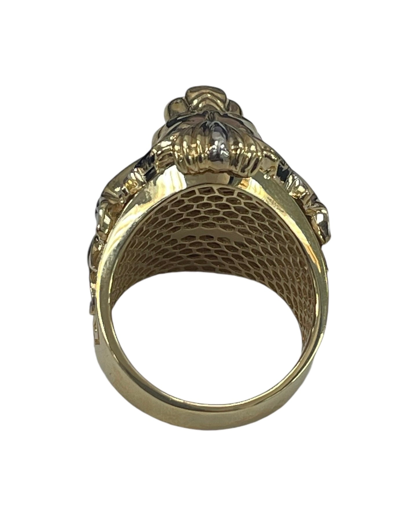 Mens Lion Head Yellow Gold Ring 14kt