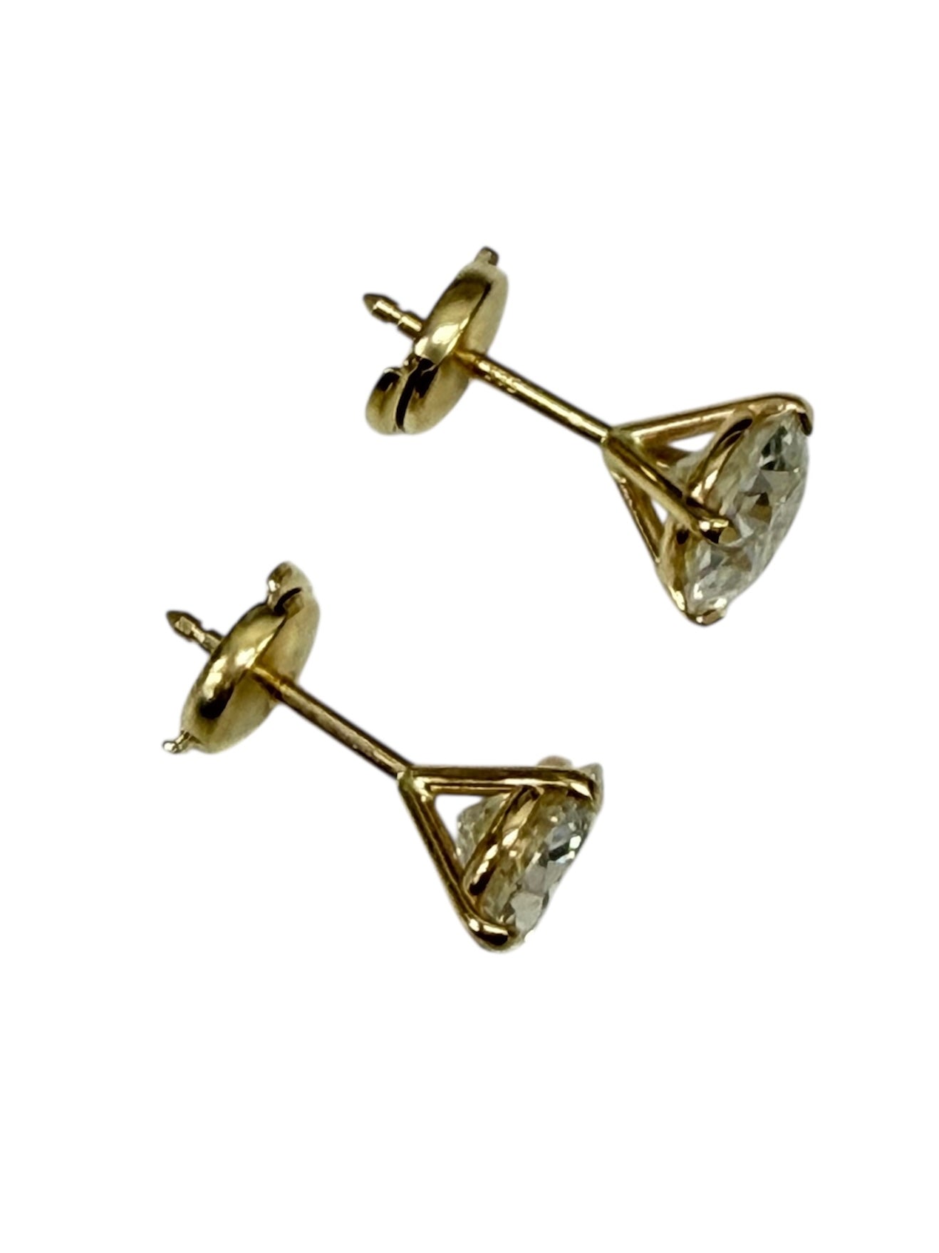 European Cut GIA Solitaire Stud Earrings White Gold 14kt