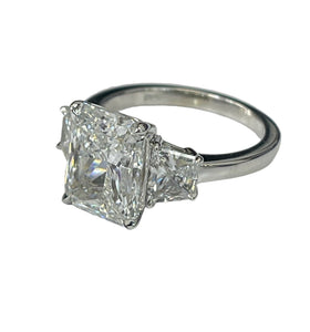 Radiant Diamond Engagement Ring With Trapezoid Accents GIA Certified