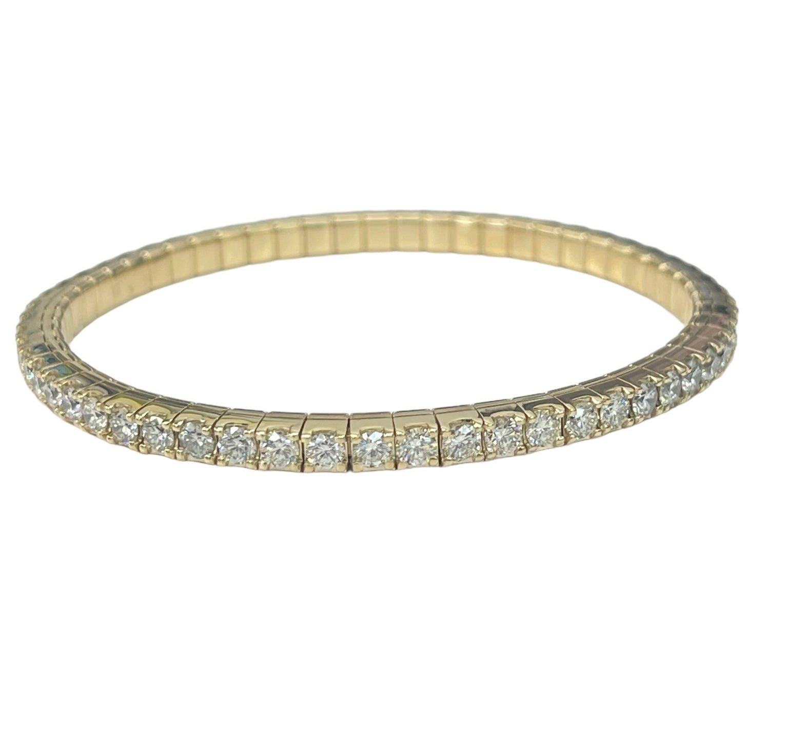 Flexible Tennis Bracelet Round Brilliants Diamond Yellow Gold 14kt