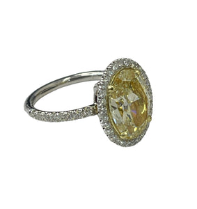 Oval Brilliant Fancy Yellow Diamond Engagement Ring GIA Certified