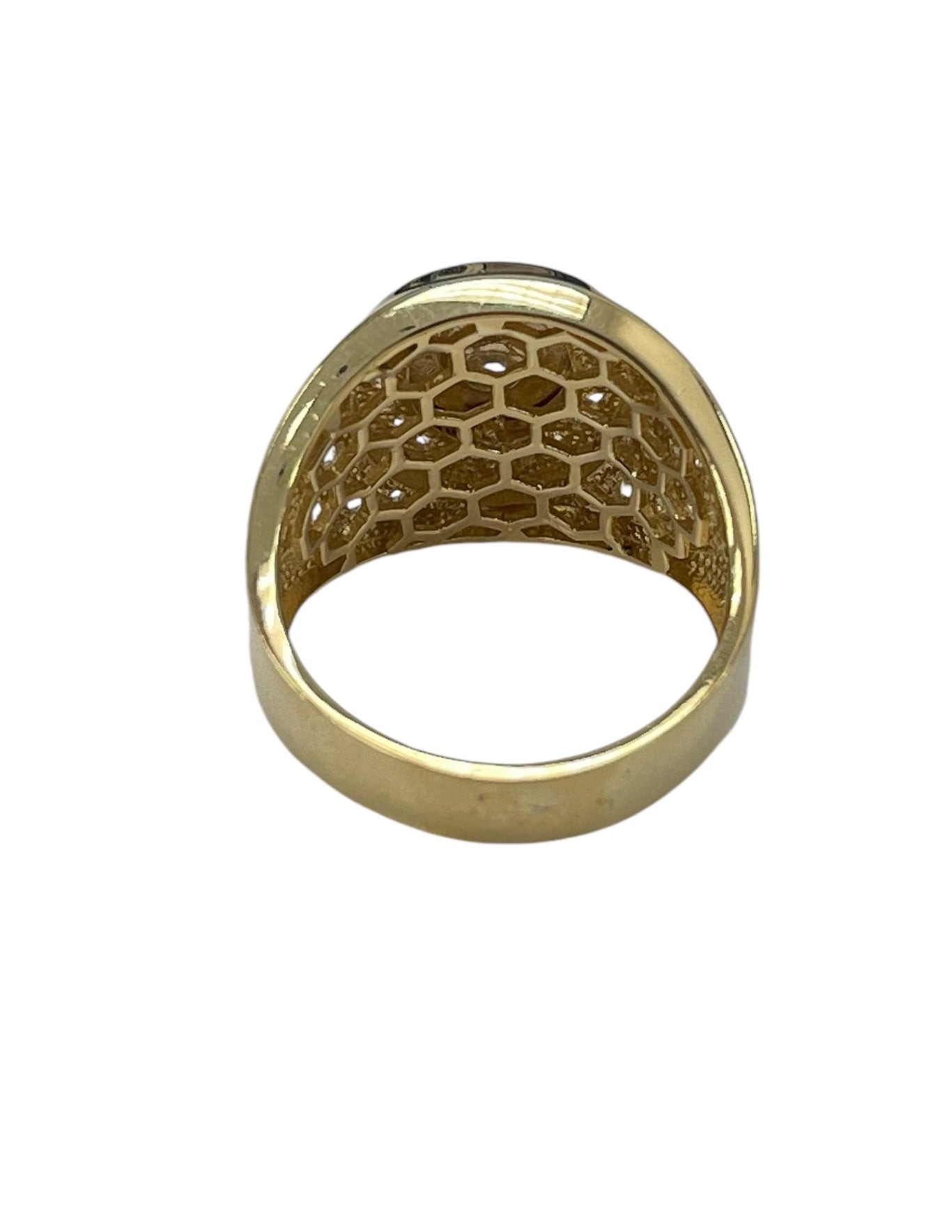 Mens 14kt Yellow Gold Ring Band With Zirconia Accents