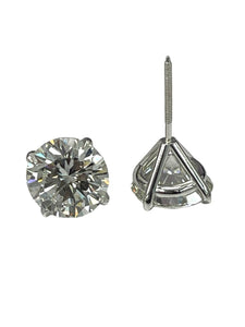 4.54 Carats GIA Certified Round Brilliants Diamond Stud Earrings White Gold