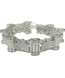 Invisible Set Princess Cut and Round Brilliant Diamond Bracelet Unisex 14kt