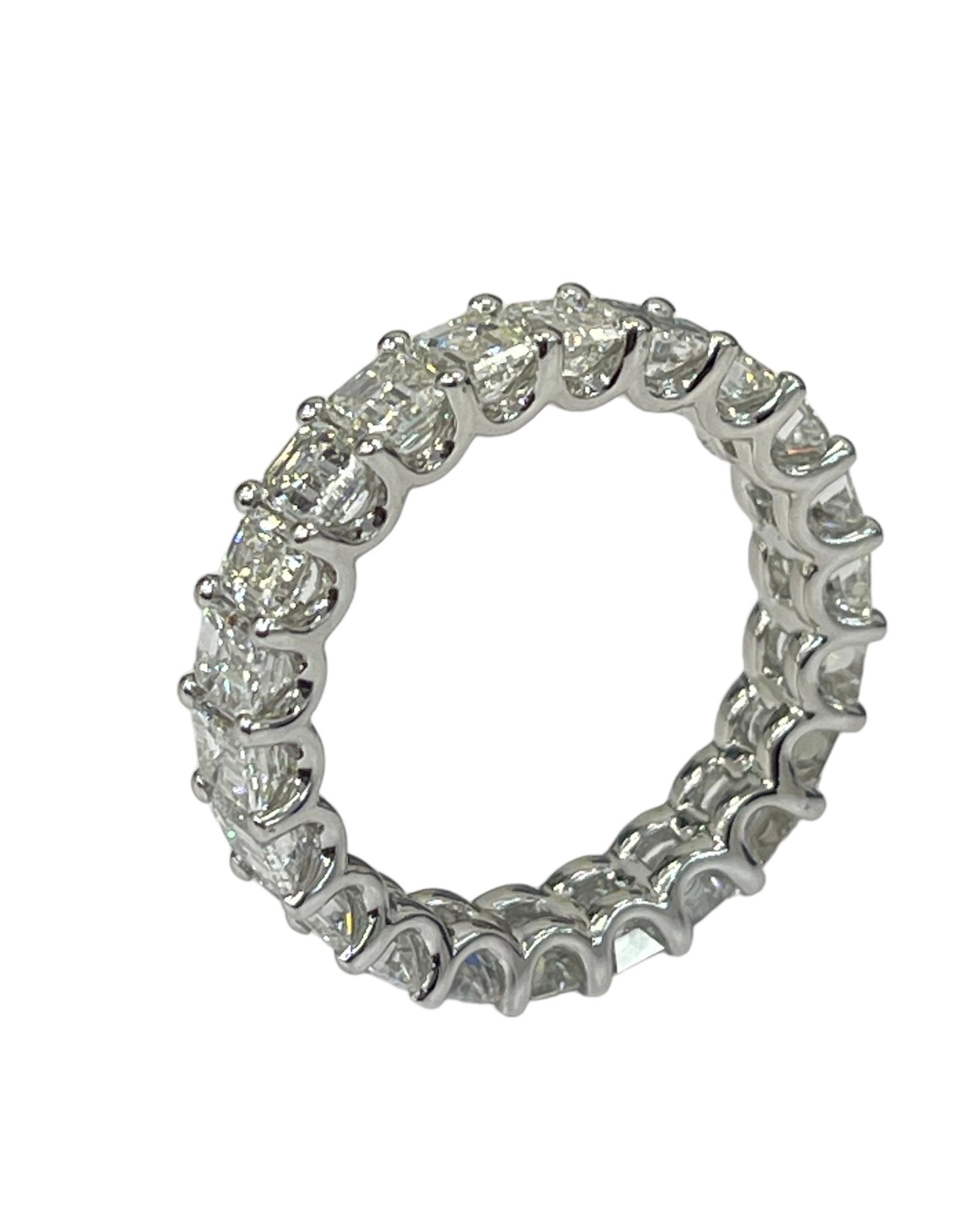 Eternity Emerald Diamond Ring White Gold 18kt Size 6.5