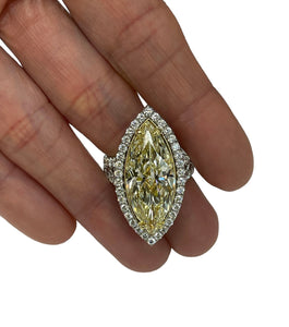 Marquise Brilliant Fancy Yellow Diamond Ring 10.08 Carats GIA Certified