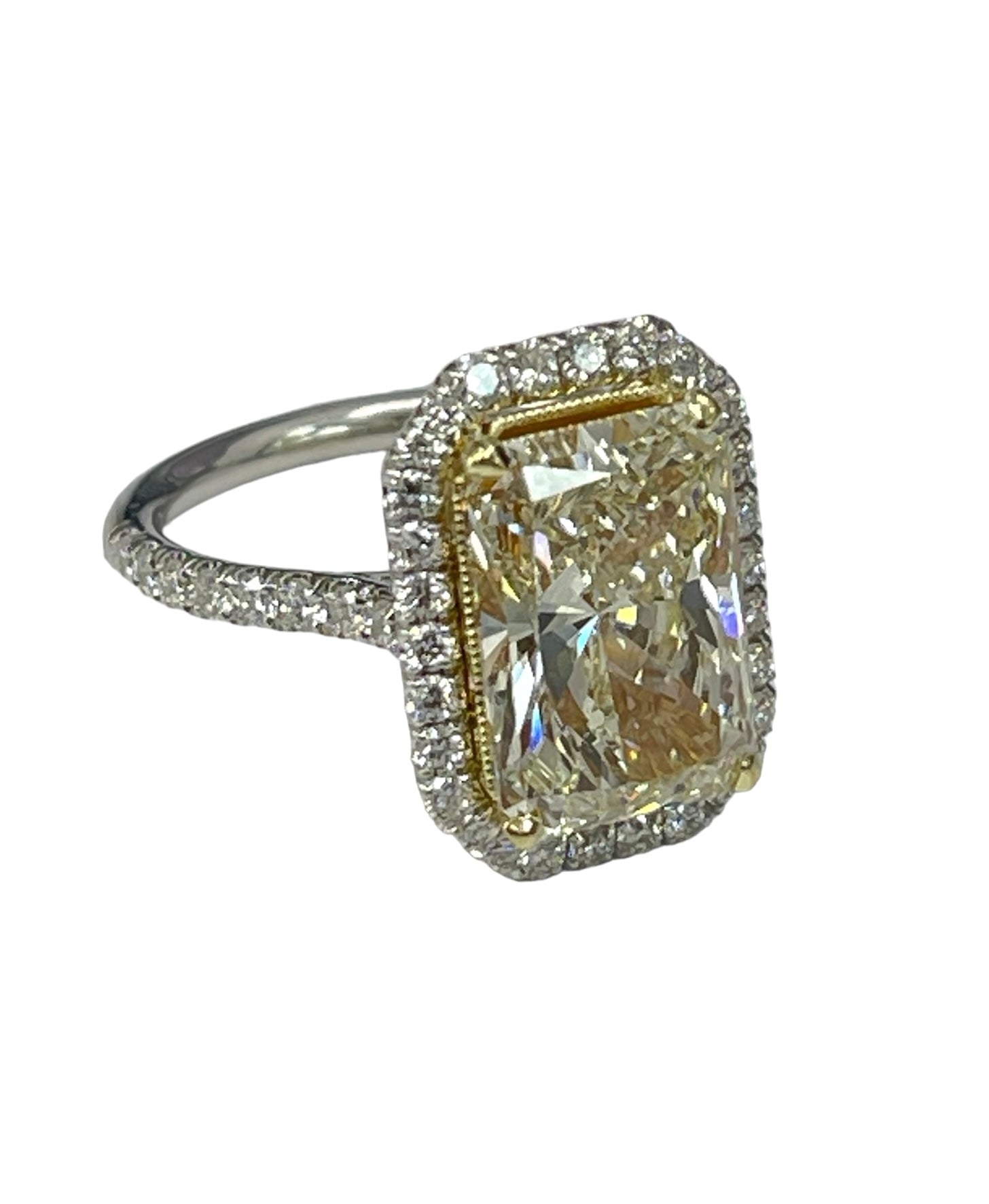 Natural Radiant Cut Diamond Custom Engagement Ring GIA Certified