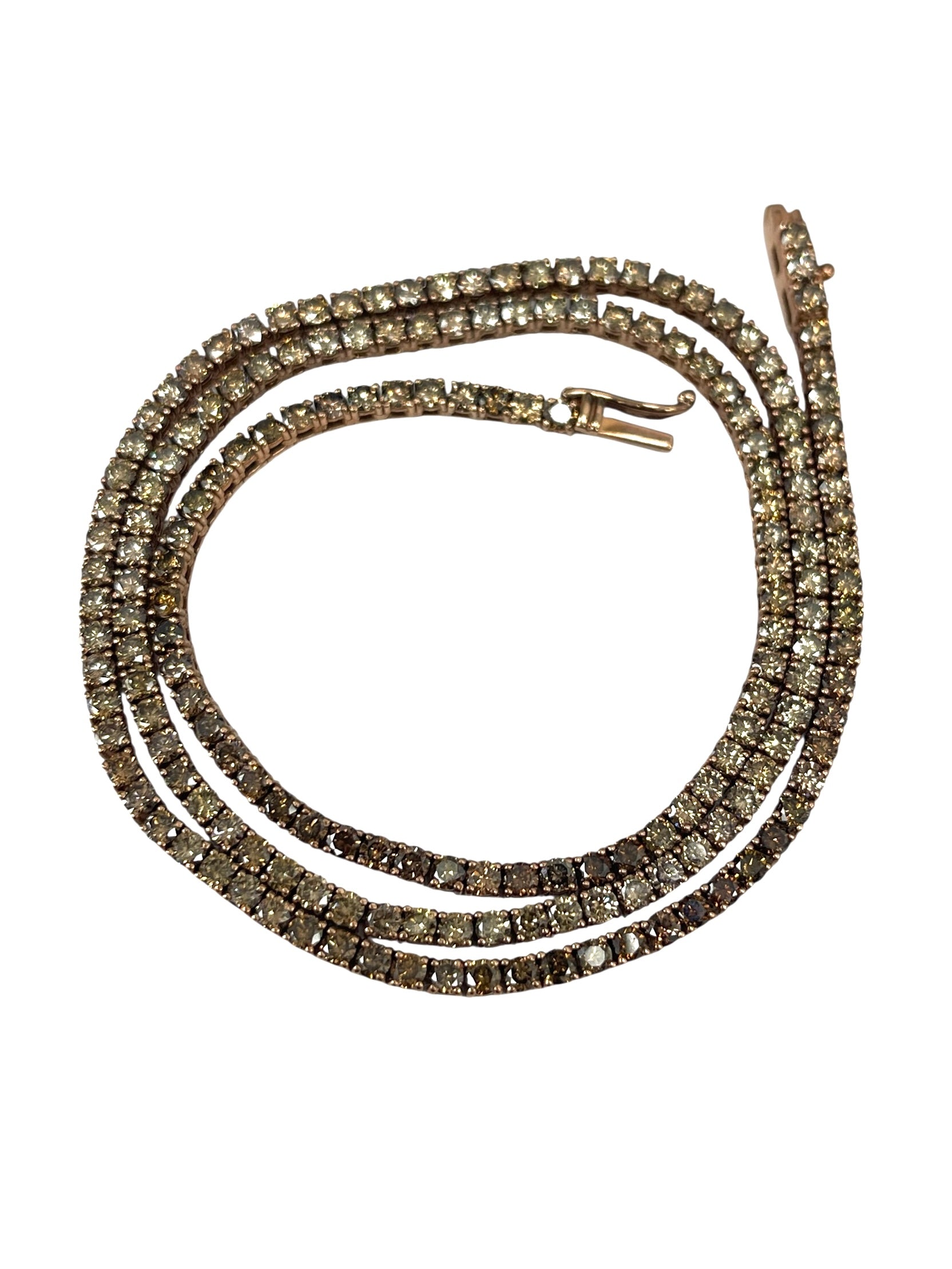 Natural Chocolate Brown Diamond Tennis Necklace 18kt Rose Gold