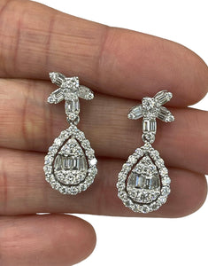 Pear Drop Illusion Diamond Dangling Earrings White Gold 18kt