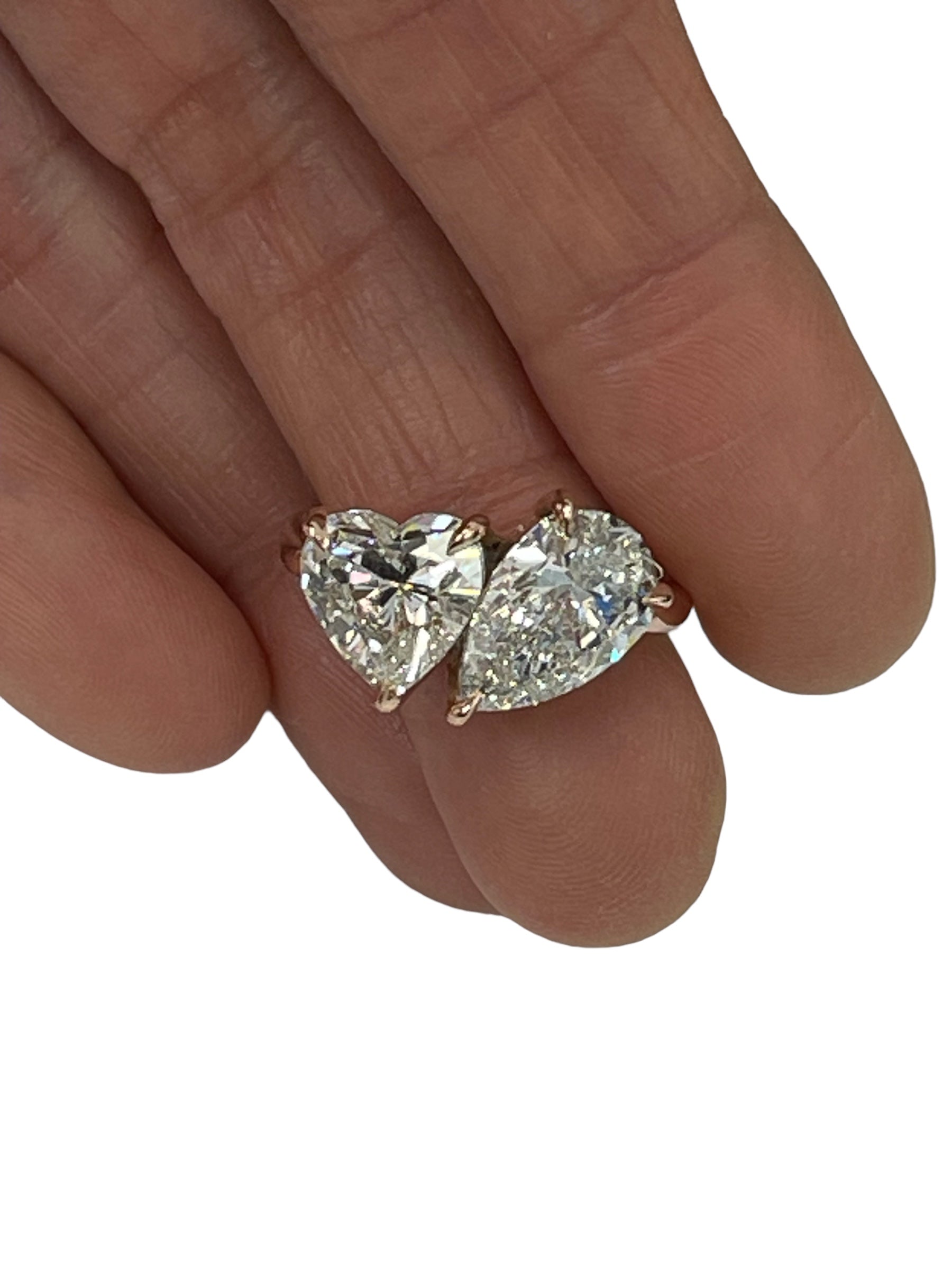 Heart and Pear Brilliant Diamond Ring GIA Certified