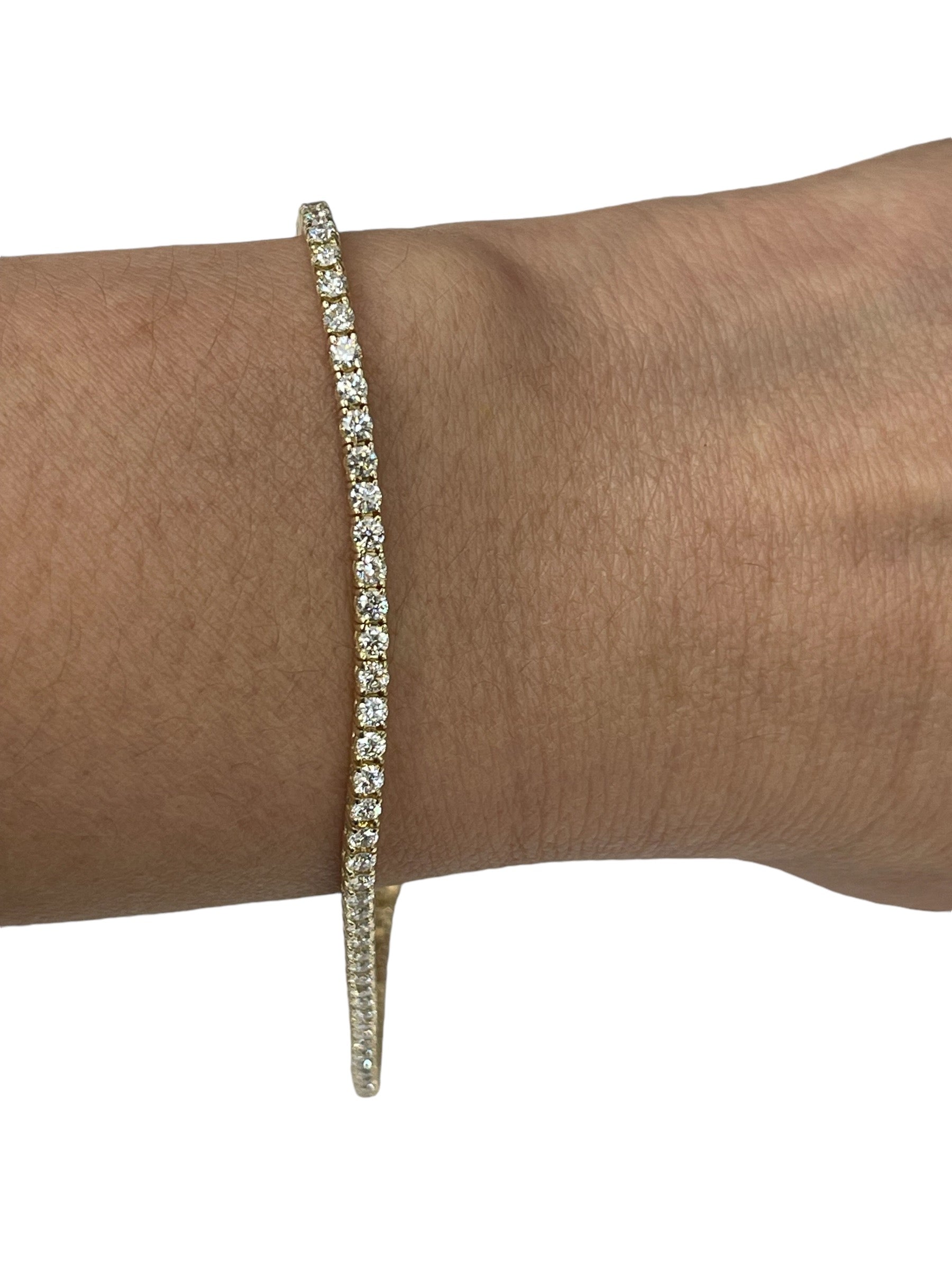 Round Brilliant Diamond Tennis Bracelet Yellow Gold 14kt