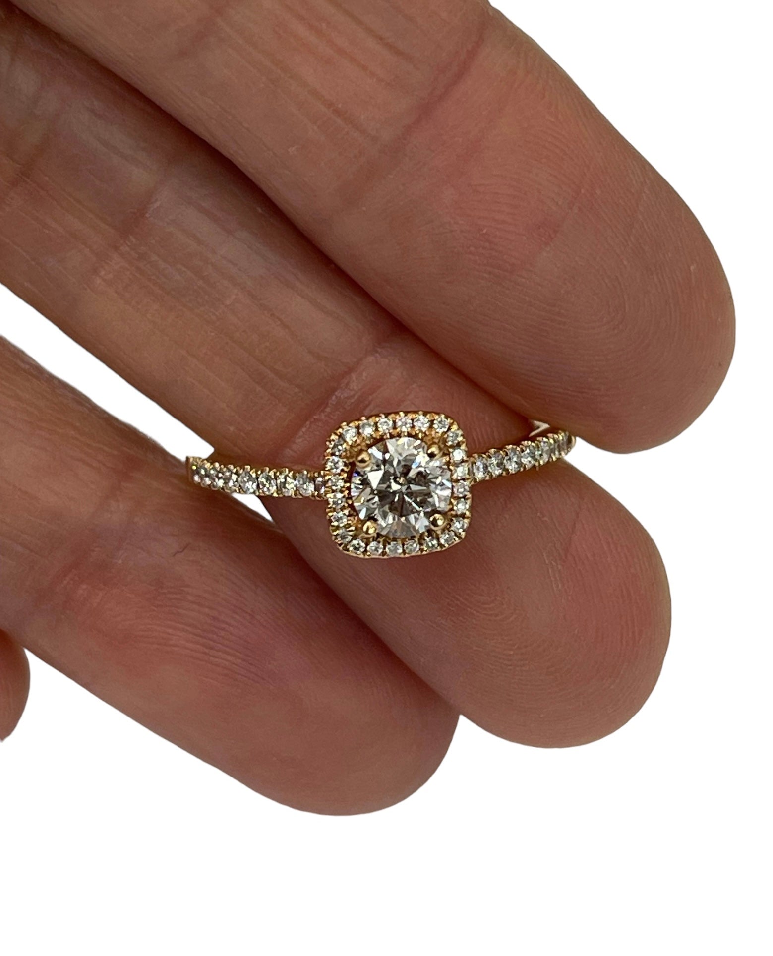 Round Brilliant Halo Diamond Engagement Ring Rose Gold