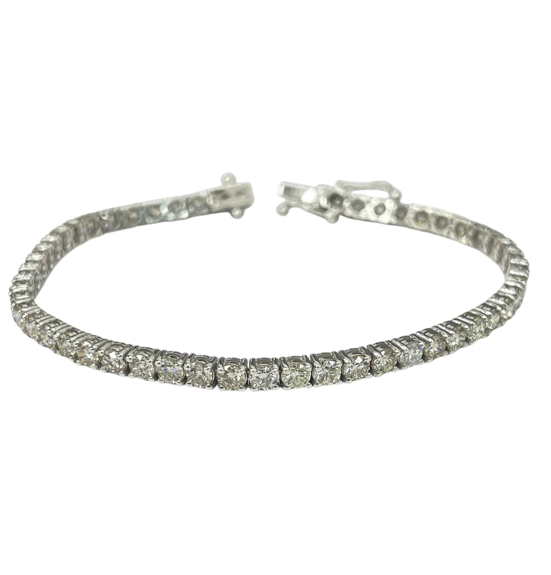 Round Brilliant Diamond Tennis Bracelet 6.43 Carats White Gold