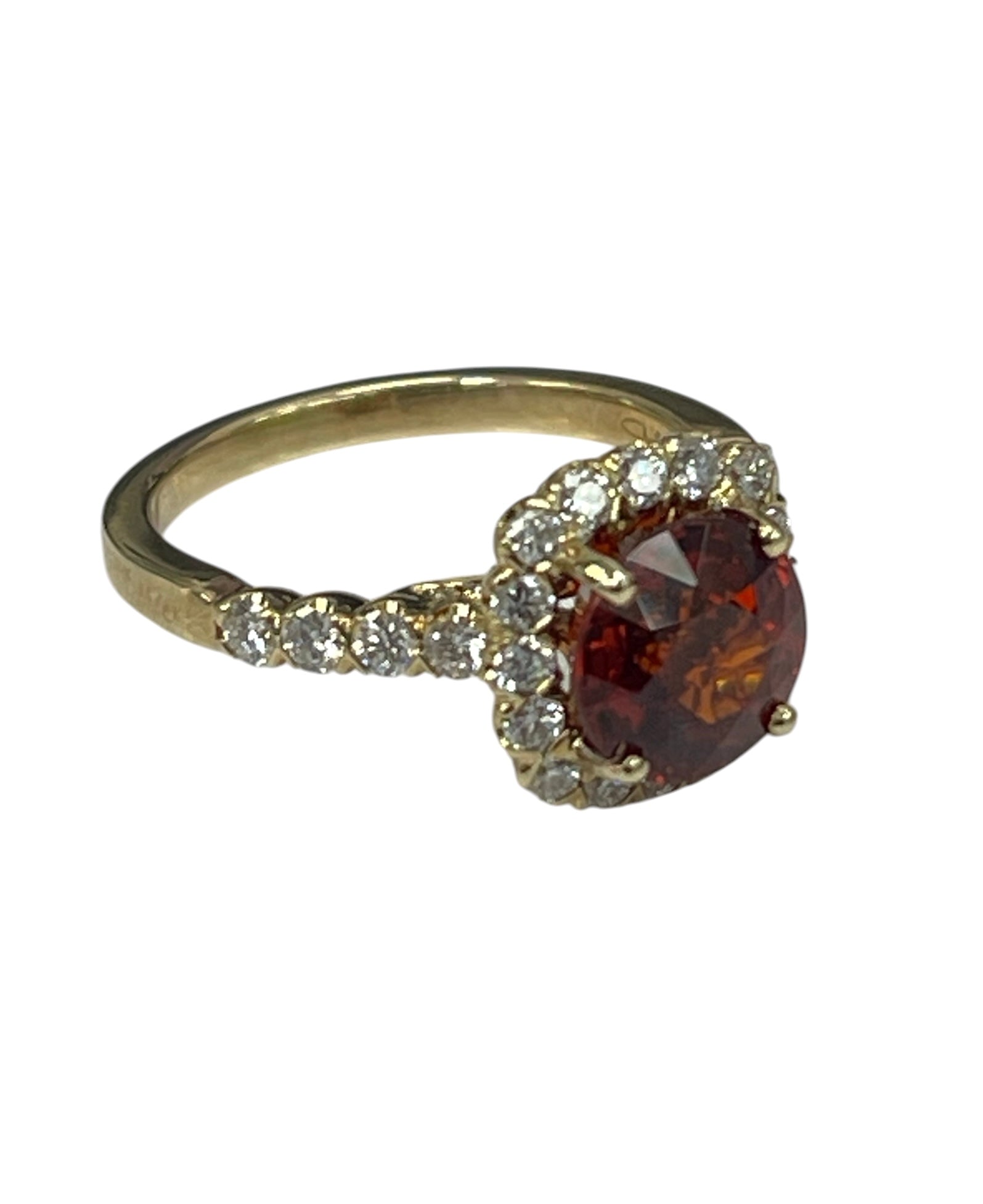 Spessartite Garnet Diamond Ring Yellow Gold 14kt