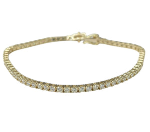 Round Brilliant Diamond Tennis Bracelet Yellow Gold 14kt