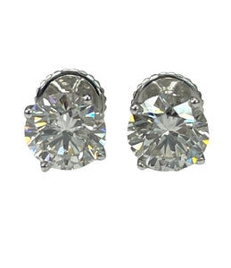 Round Brilliant Studs Diamond Earrings GIA CERTIFIED White Gold
