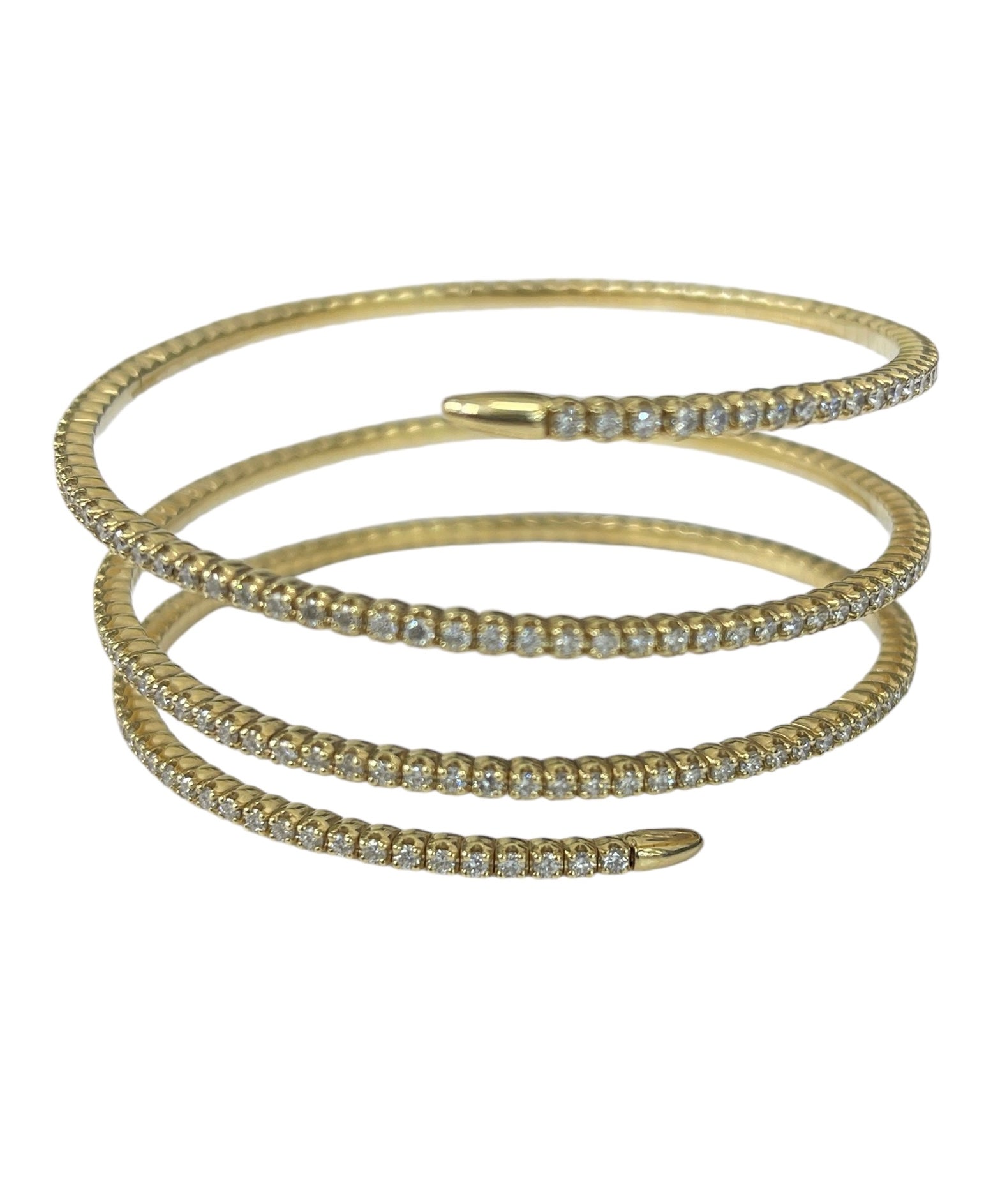 Expandable Triple Coil Diamond Bangle Yellow Coil 14kt