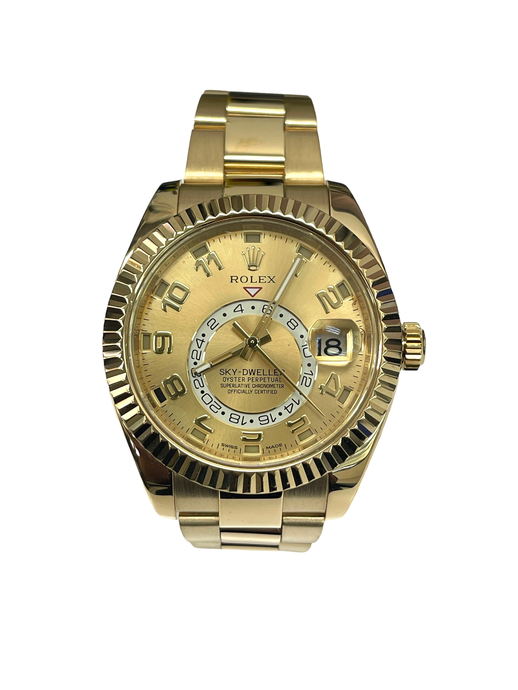 Rolex Sky-Dweller 18kt Yellow Gold Mens Oyster Bracelet Watch 326938