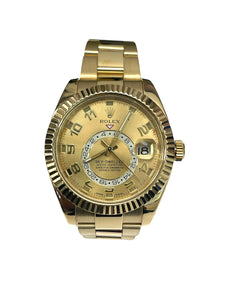 Rolex Sky-Dweller 18kt Yellow Gold Mens Oyster Bracelet Watch 326938