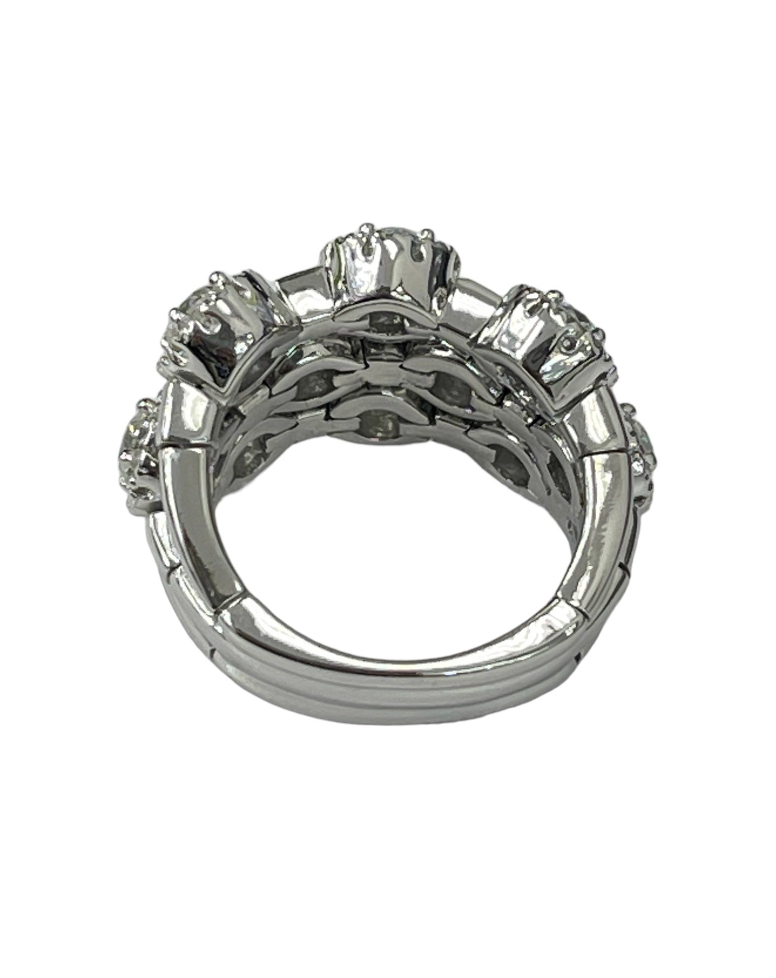 Sonia B Three Rows Diamond Ring Halo Setting White Gold 14kt