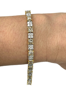 Round Brilliant and Princess Cut Champagne Tennis Diamond Bracelet White Gold