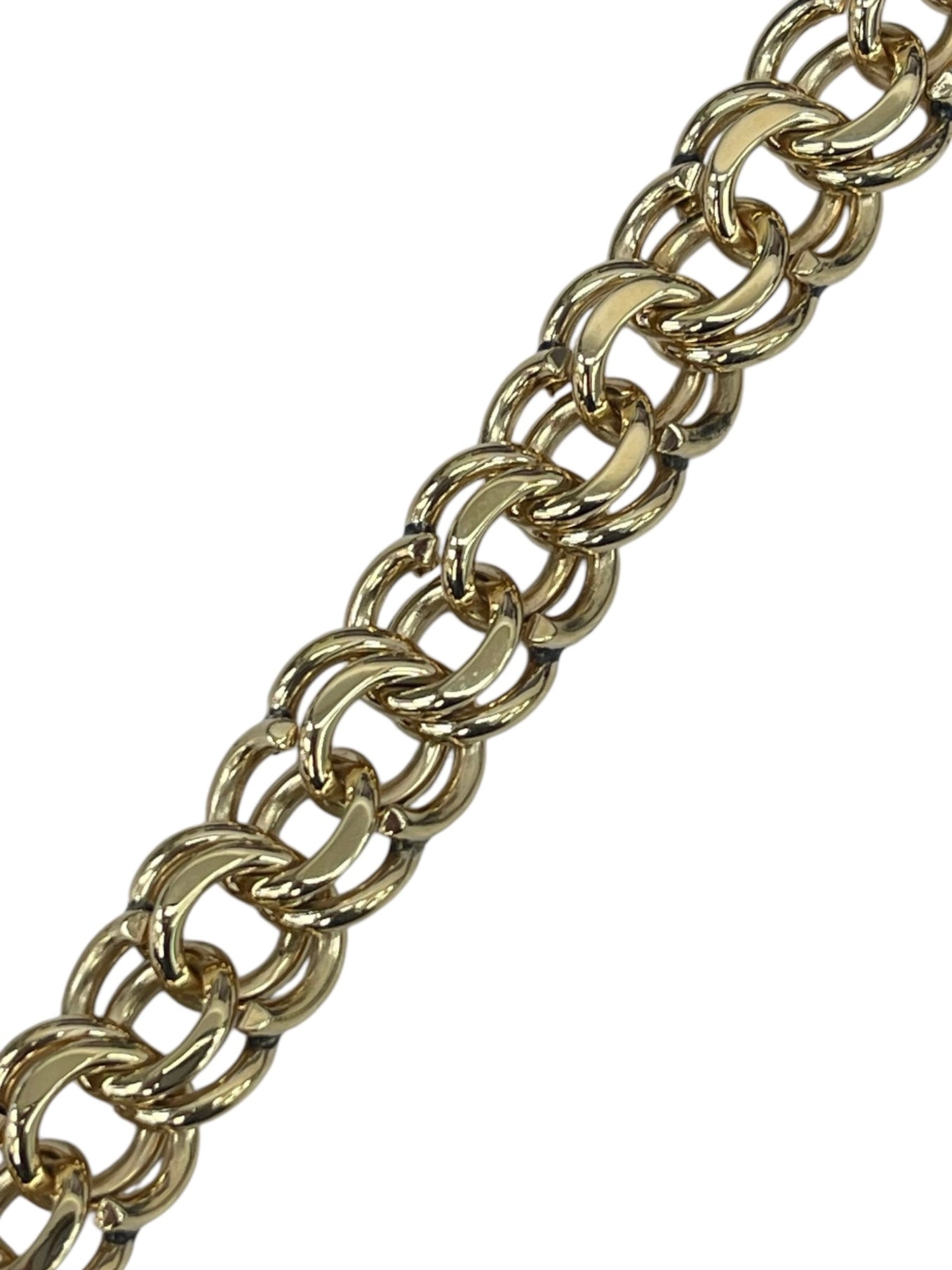 Handmade Double Chains Yellow Gold Bracelet 14kt