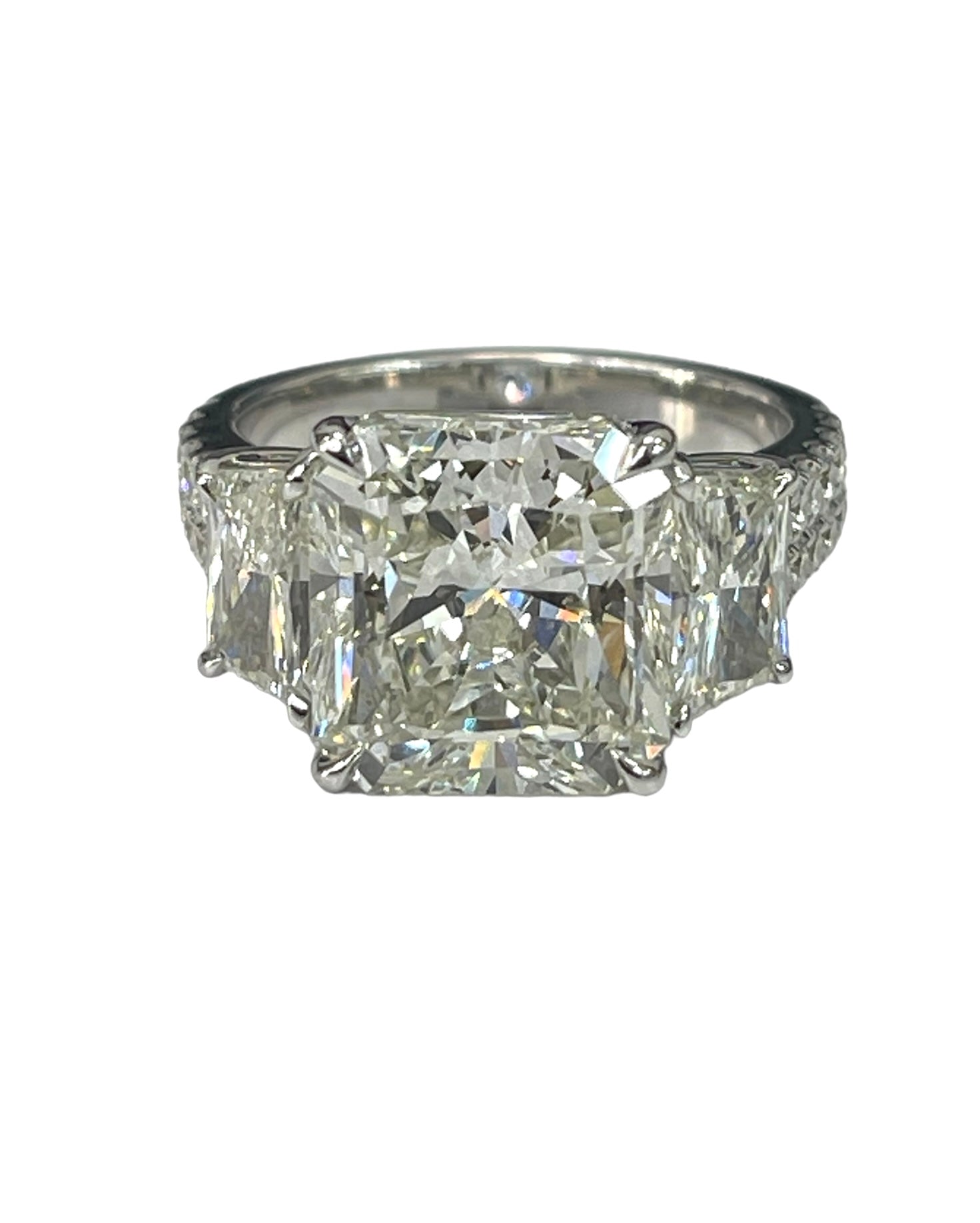 Radiant Solitaire Diamond Ring With Accents GIA Certified