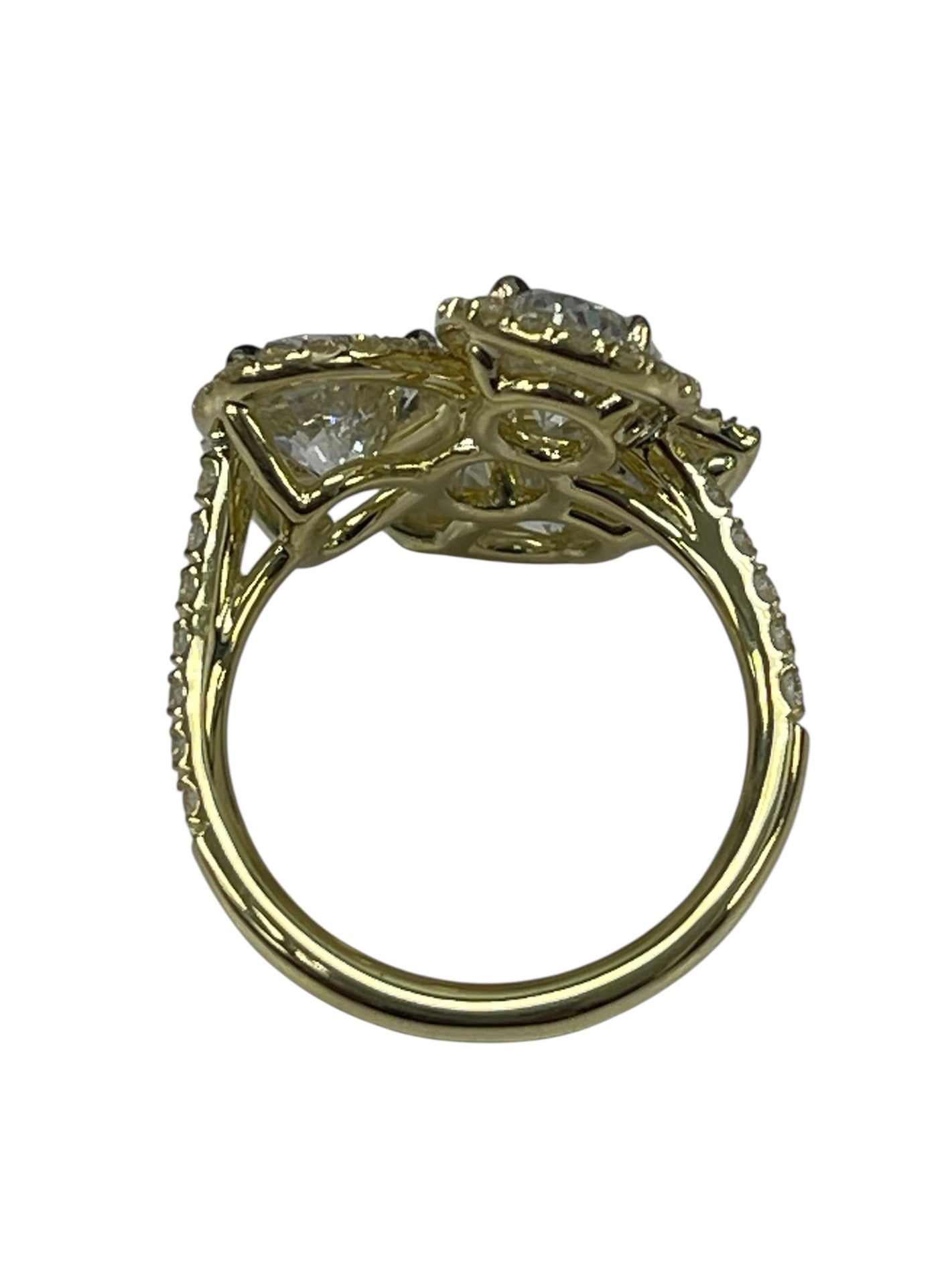 Custom Three Stone Heart, Oval and Marquise Diamond Ring GIA