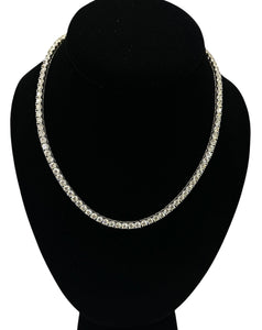 Round Brilliants Diamond Tennis Line Necklace 24.84 Carats White Gold