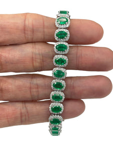 JaipurJewels 146.50 Carat Natural Emerald Beaded Bracelet – Rich Green, Oval Carved, 8-Inch, Handmade Feel